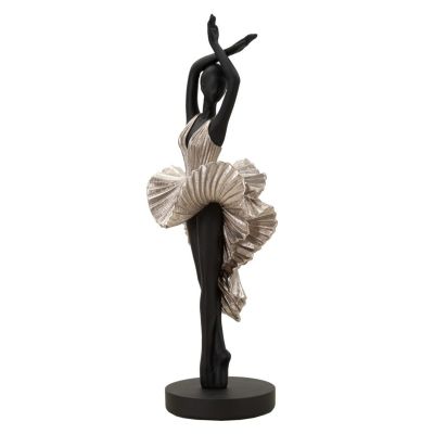 Kendra Home - Scultura Ballerina 4, Nero, 17x14x43 cm