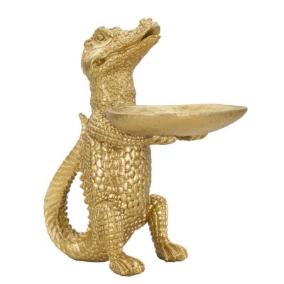 Kendra Home - Scultura Coccodrillo, Oro, 23x15,25x26,6 cm