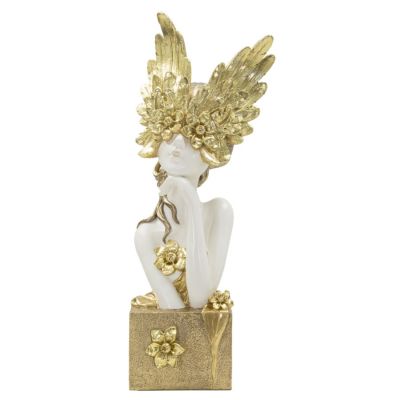 Kendra Home - Scultura Icaro, Oro, 20x17x50 cm