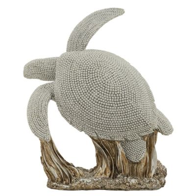 Kendra Home - Scultura Tartaruga, Argento, 19x10,5x22 cm