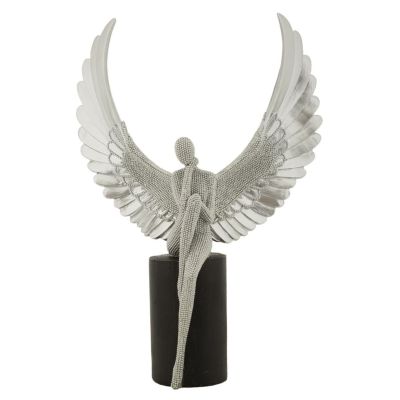 Kendra Home - Scultura Fenice 1, Argento, 24x8x34 cm