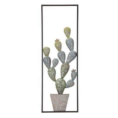 Kendra Home - Decorazione in Metallo 3D Cactus 3, Verde, 31x2,5x90 cm