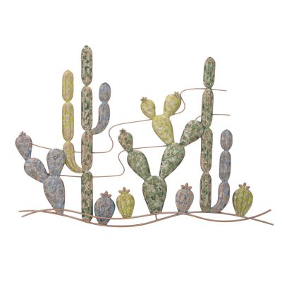 Kendra Home - Decorazione in Metallo 3D Cactus 1, Multicolore, 90x2,5x64 cm