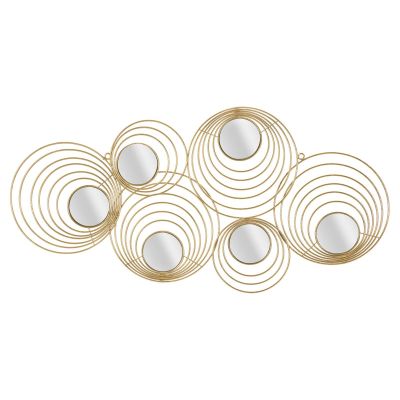 Kendra Home - Decorazione in Metallo 3D Cerchi 2, Oro, 90x2,5x45 cm