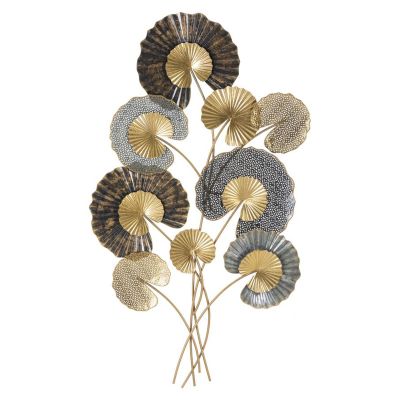 Kendra Home - Decorazione in Metallo 3D Foglia 24, Multicolore, 63,5x4x109,5 cm