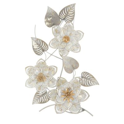 Kendra Home - Decorazione in Metallo 3D Fiori 34, Multicolore, 39x5,5x67,5 cm