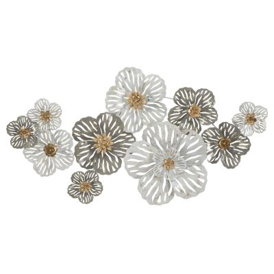 Kendra Home - Decorazione in Metallo 3D Fiori 7, Multicolore, 140x10x74,5 cm