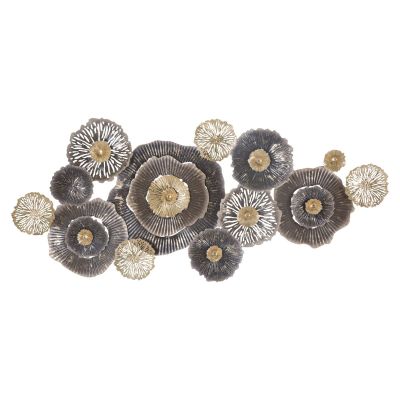 Kendra Home - Decorazione in Metallo 3D Fiori 3, Multicolore, 167,6x7,6x73,5 cm