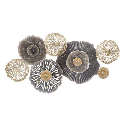 Kendra Home - Decorazione in Metallo 3D Fiori 20, Multicolore, 96,5x5,7x51 cm