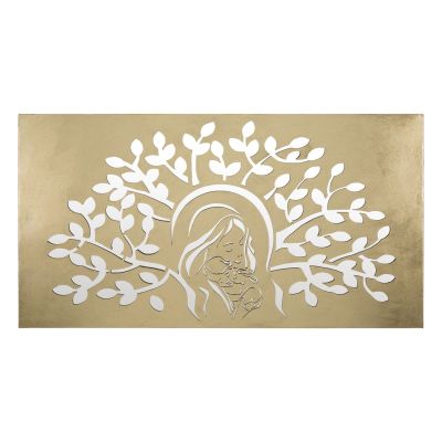 Kendra Home - Decorazione in Metallo 3D Fiore di Loto, Oro, 120x2x64 cm