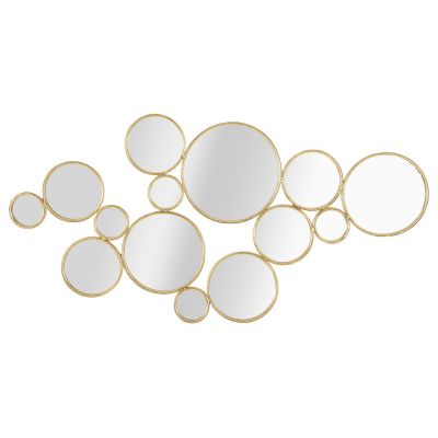 Kendra Home - Decorazione in Metallo 3D Cerchi 24, Oro, 100x2,3x51,5 cm
