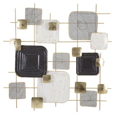 Kendra Home - Decorazione in Metallo 3D Quadrati, Multicolore, 80x5x80 cm