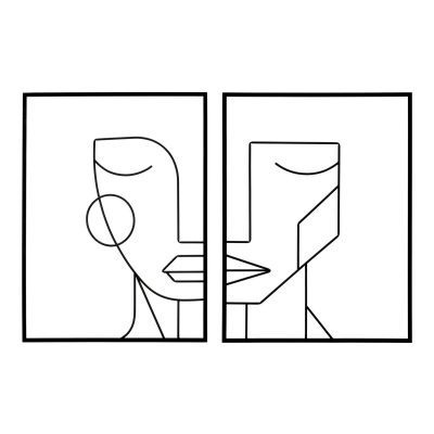 Kendra Home - Decorazione in Metallo Viso 2, Nero, 60x1x80 cm