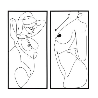 Kendra Home - Decorazione in Metallo Corpi 1, Nero, 50x1x100 cm