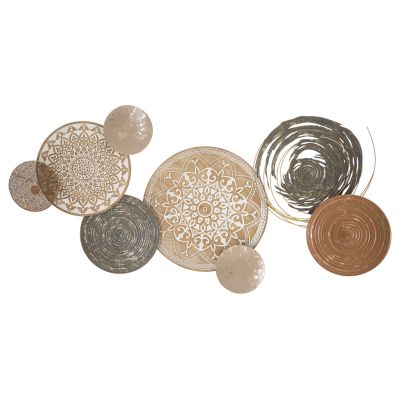 Kendra Home - Decorazione in Metallo 3D Cerchi 16, Multicolore, 167,6x8,9x80,6 cm