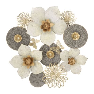 Kendra Home - Decorazione in Metallo 3D Fiori 13, Multicolore, 72,4x7x74 cm