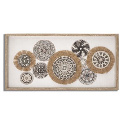 Kendra Home - Stampa su Tela Cerchi 33, Marrone, 70x2,8x35 cm