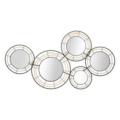 Kendra Home - Decorazione in Metallo 3D Cerchi 22, Nero, 111x9,5x59 cm