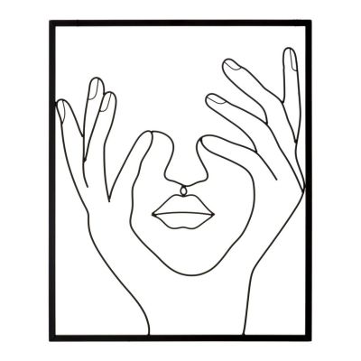 Kendra Home - Decorazione in Metallo Mani 2, Nero, 50,5x1,3x61 cm