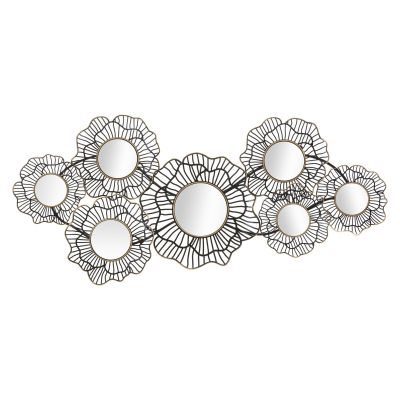 Kendra Home - Decorazione in Metallo 3D Cerchi 3, Nero, 121x5x56 cm