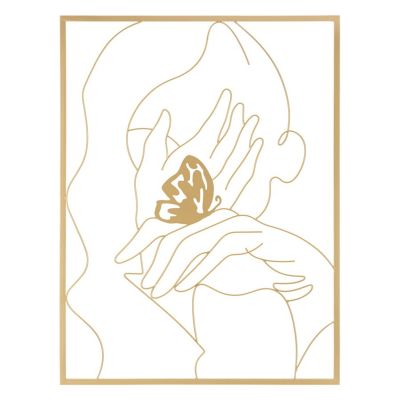 Kendra Home - Decorazione in Metallo Mani, Oro, 60x1x80 cm