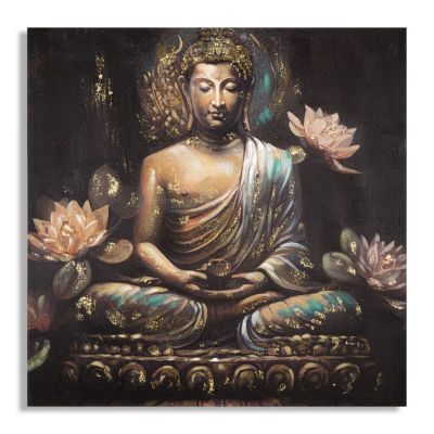 Kendra Home - Stampa su Tela Buddah 3, Multicolore, 100x3x100 cm