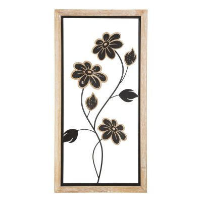 Kendra Home - Decorazione in Metallo 3D Fiori 45, Marrone, 30x2,5x60 cm
