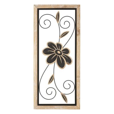 Kendra Home - Decorazione in Metallo 3D Fiori 47, Marrone, 26x2,5x60 cm