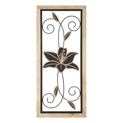 Kendra Home - Decorazione in Metallo 3D Fiori 48, Marrone, 26x2,5x60 cm