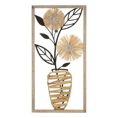 Kendra Home - Decorazione in Metallo 3D Fiori 52, Marrone, 40x3,5x80 cm