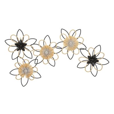 Kendra Home - Decorazione in Metallo 3D Fiori 51, Marrone, 60x4x35 cm