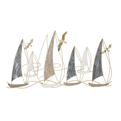 Kendra Home - Decorazione in Metallo 3D Barche 2, Multicolore, 123,8x5,1x69,9 cm