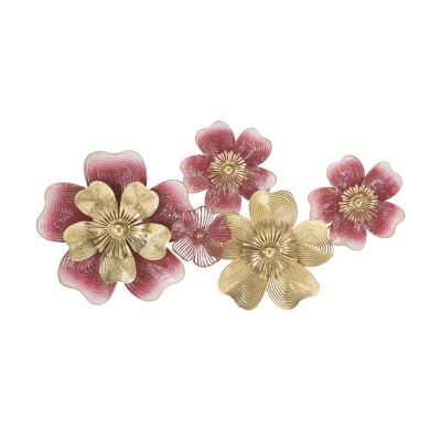 Kendra Home - Decorazione in Metallo 3D Fiori 19, Multicolore, 91,4x6,4x50,8 cm