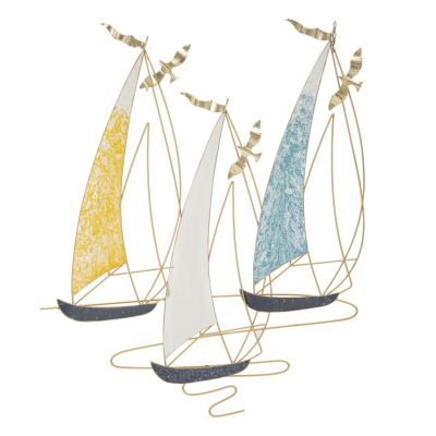 Kendra Home - Decorazione in Metallo 3D Barche 3, Multicolore, 78,7x3,8x97,8 cm