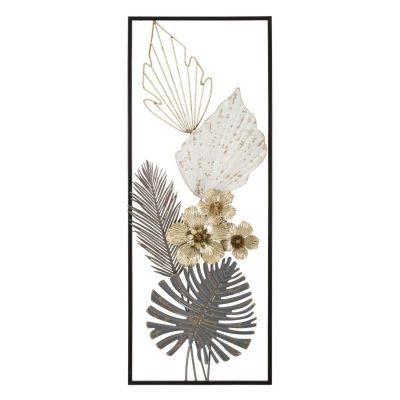 Kendra Home - Decorazione in Metallo 3D Fiori 38, Multicolore, 28,6x5,1x74,3 cm