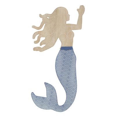 Kendra Home - Decorazione in Metallo e Legno Sirenetta, Multicolore, 30,5x2x60 cm