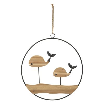 Kendra Home - Decorazione in Metallo e Legno Pesce 9, Multicolore, 56x2x60 cm