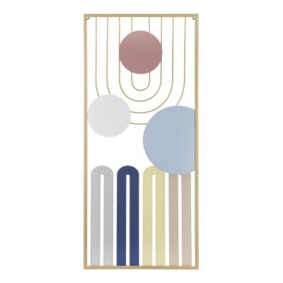 Kendra Home - Decorazione in Metallo e Legno Geometrico 10, Multicolore, 37x2x84 cm