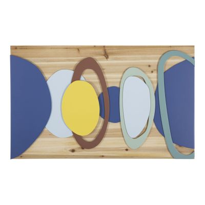 Kendra Home - Decorazione in Metallo e Legno Geometrico 12, Multicolore, 80x2,5x50 cm