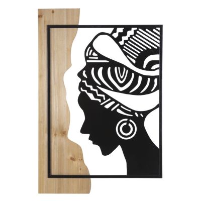 Kendra Home - Decorazione in Metallo e Legno Africa, Marrone, 53x2x80 cm