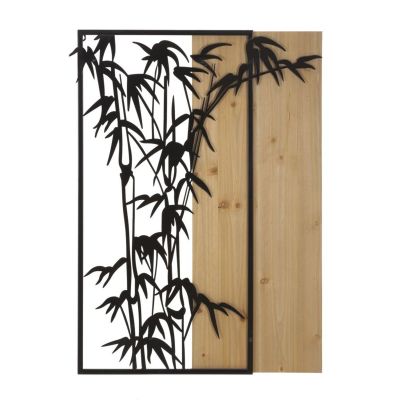 Kendra Home - Decorazione in Metallo e Legno Bamboo, Marrone, 58x2x80 cm