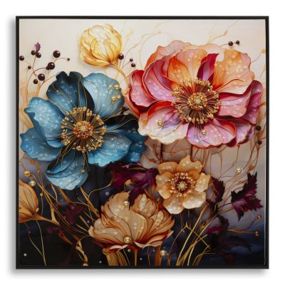Kendra Home - Stampa su Tela Fiori 70, Multicolore, 82x4x82 cm
