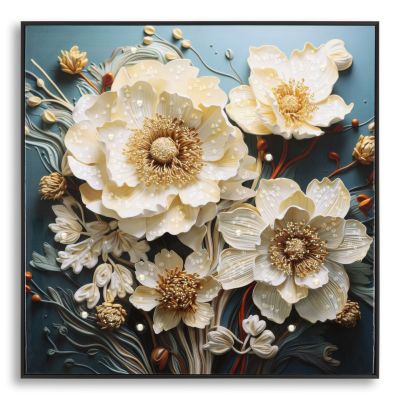 Kendra Home - Stampa su Tela Fiori 71, Multicolore, 82x4x82 cm