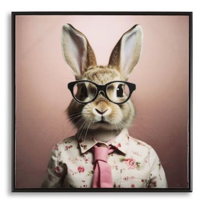 Kendra Home - Stampa su Tela Coniglio 3, Multicolore, 62,5x2,8x62,5 cm