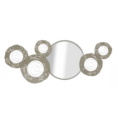 Kendra Home - Decorazione in Metallo 3D Cerchi 18, Argento, 106x3,8x48 cm