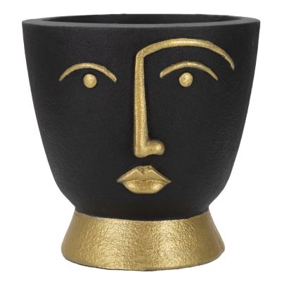 Kendra Home - Vaso Decorativo Viso 24, Nero, 25x25x25 cm