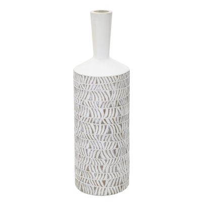 Kendra Home - Vaso Decorativo MF679, Bianco, 15x15x49,5 cm