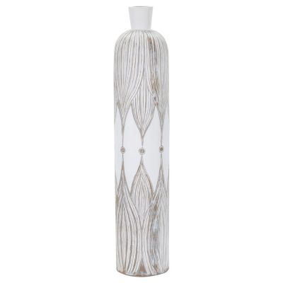 Kendra Home - Vaso Decorativo MF663, Bianco, 15,5x15,5x74 cm
