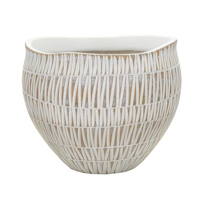 Kendra Home - Vaso Decorativo MF683, Bianco, 26x26x20,5 cm