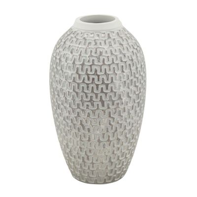 Kendra Home - Vaso Decorativo MF682, Bianco, 19,5x19,5x34 cm